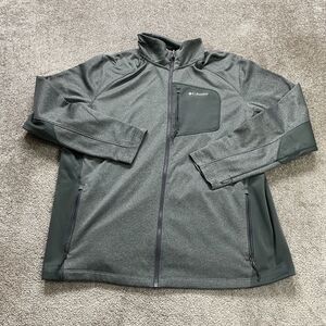 Columbia Active Jacket Men XL Gray Full Zip Pocket Mock Neck Long Sleeve Outdoor